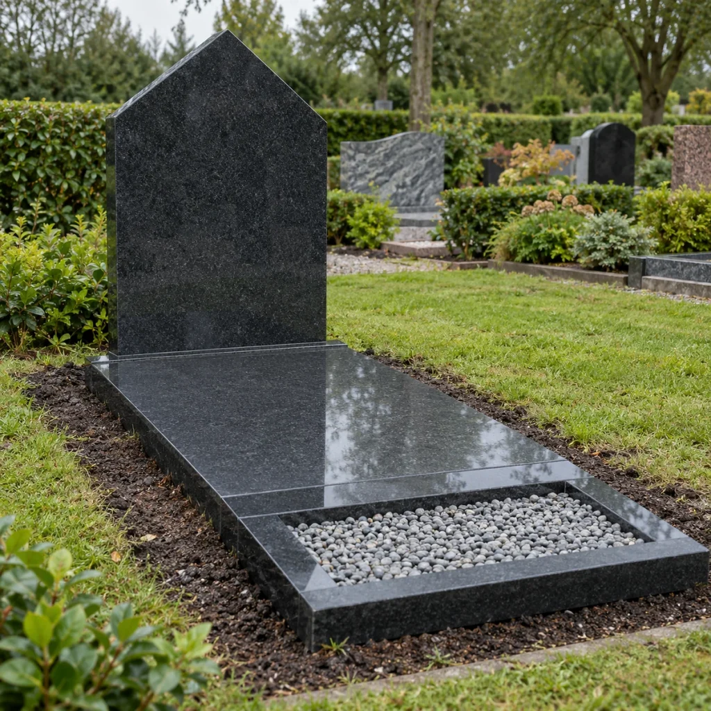 Voorbeeld: grafsteen punt dekplaat met voorvak