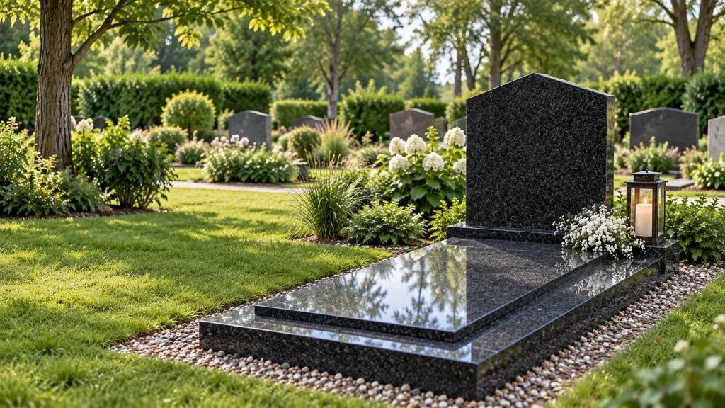 Grafsteen recht zwart graniet header