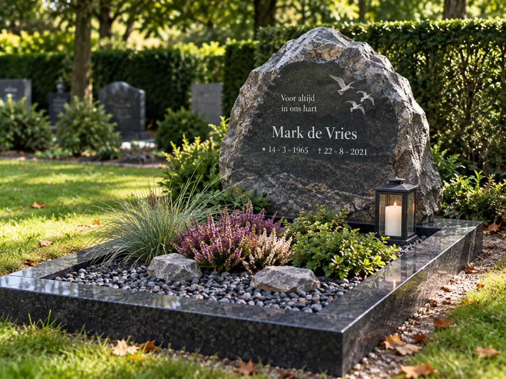 Voorbeeld van een monument in ruwe natuursteen: maatwerk buiten de standaardlijn
